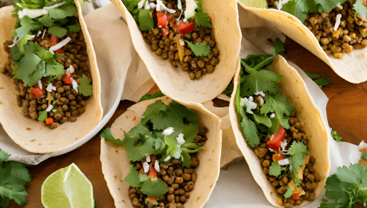 encontrar receitas vegetarianas, Tacos de Lentilha